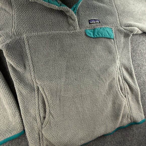 Patagonia Fleece Jacket Women Gray Blue Medium 1/4 Snap Soft Fuzzy Pullover - Picture 3 of 15